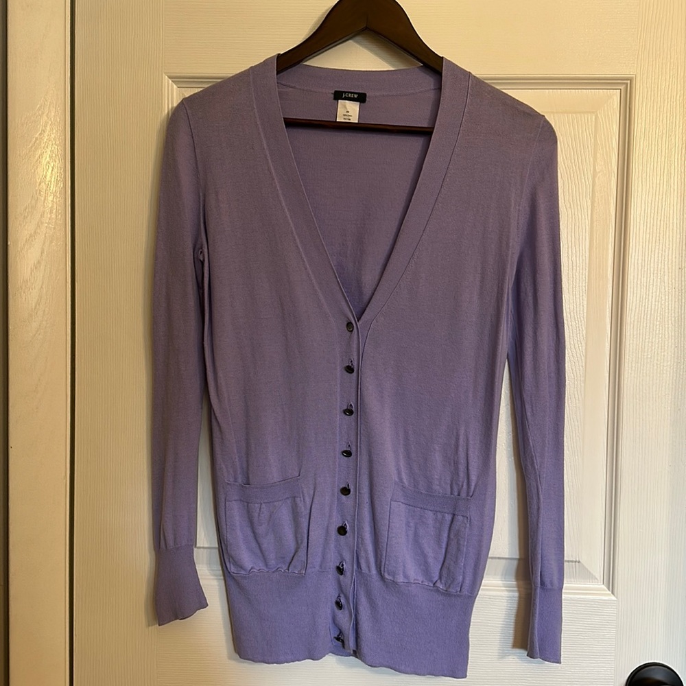 J. Crew XS light purple cotton cardigan.